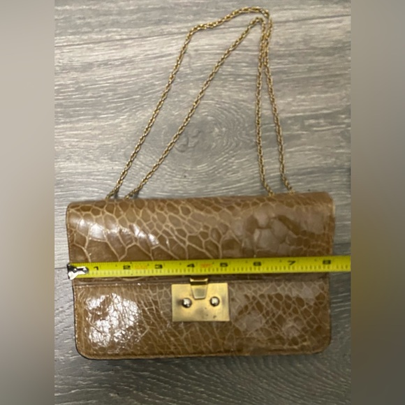 Vintage 70’s Saks Croc Embossed Patent Leather Shoulder Bag Evening Clutch - Picture 13 of 15